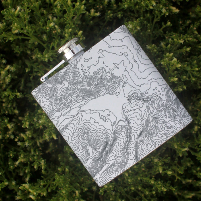 Lake Siskiyou California Custom Engraved City Map Inscription Coordinates on 6oz Stainless Steel Flask in White