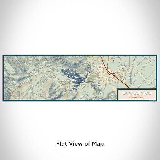 Flat View of Map Custom Lake Siskiyou California Map Enamel Mug in Woodblock