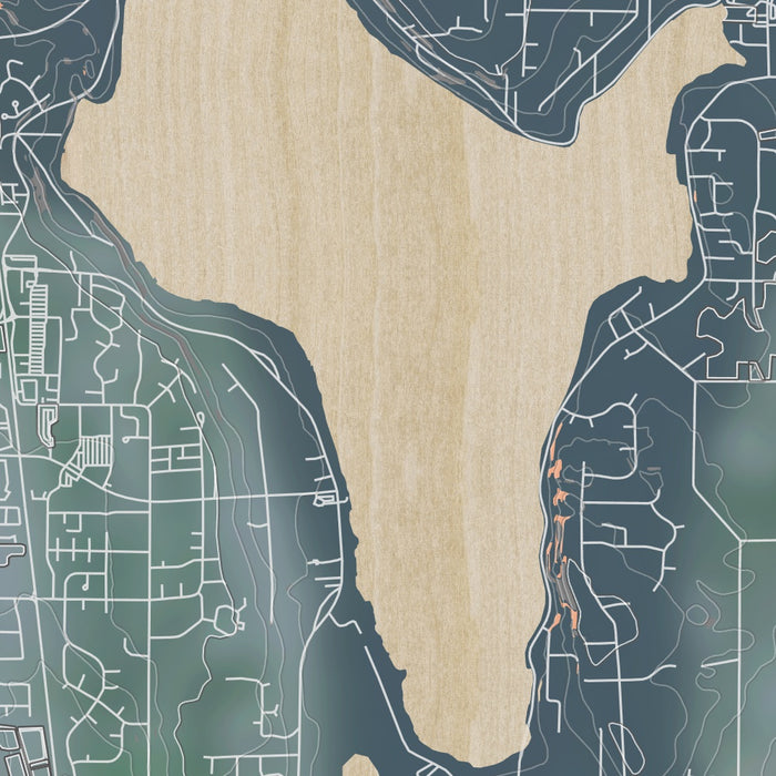 Lake Stevens Washington Map Print in Afternoon Style Zoomed In Close Up Showing Details