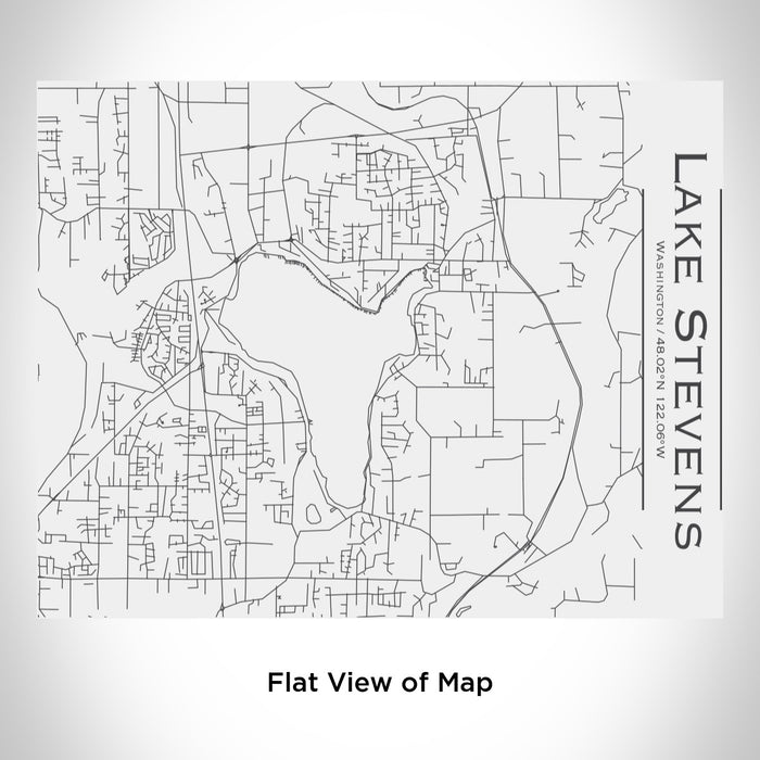 Rendered View of Lake Stevens Washington Map Engraving on 20oz Stainless Steel Insulated Bottle with Bamboo Top in White