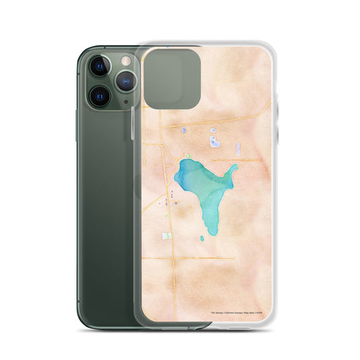 Custom Lake Stevens Washington Map Phone Case in Watercolor on Table with Laptop and Plant