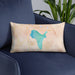Custom Lake Stevens Washington Map Throw Pillow in Watercolor on Blue Colored Chair