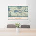 24x36 Lake Sutherland Washington Map Print Lanscape Orientation in Woodblock Style Behind 2 Chairs Table and Potted Plant