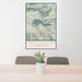 24x36 Lake Sutherland Washington Map Print Portrait Orientation in Woodblock Style Behind 2 Chairs Table and Potted Plant