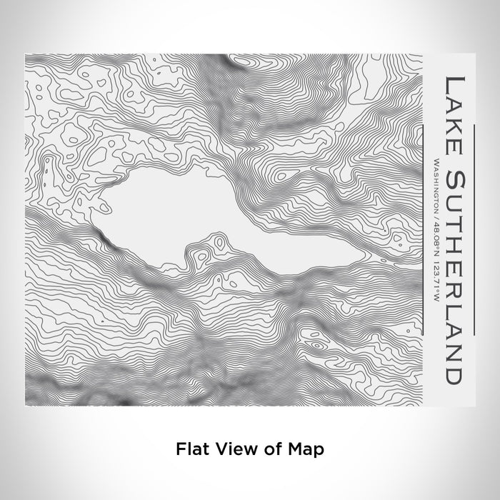 Rendered View of Lake Sutherland Washington Map Engraving on 20oz Stainless Steel Insulated Bottle with Bamboo Top in White