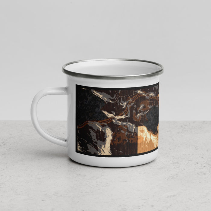 Left View Custom Lake Sutherland Washington Map Enamel Mug in Ember