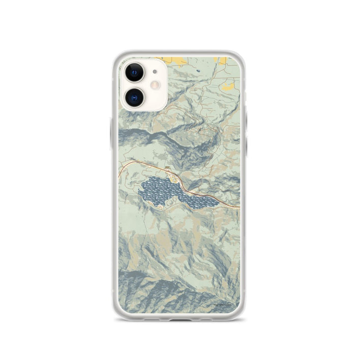 Custom iPhone 11 Lake Sutherland Washington Map Phone Case in Woodblock