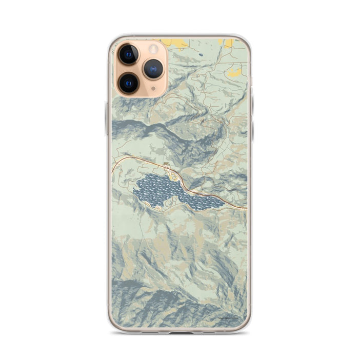 Custom iPhone 11 Pro Max Lake Sutherland Washington Map Phone Case in Woodblock