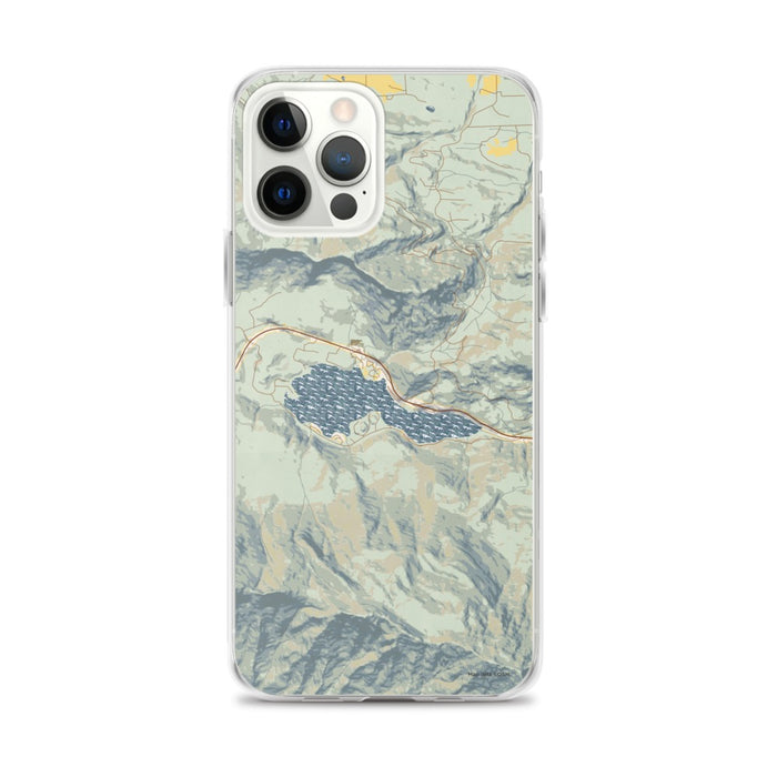 Custom iPhone 12 Pro Max Lake Sutherland Washington Map Phone Case in Woodblock