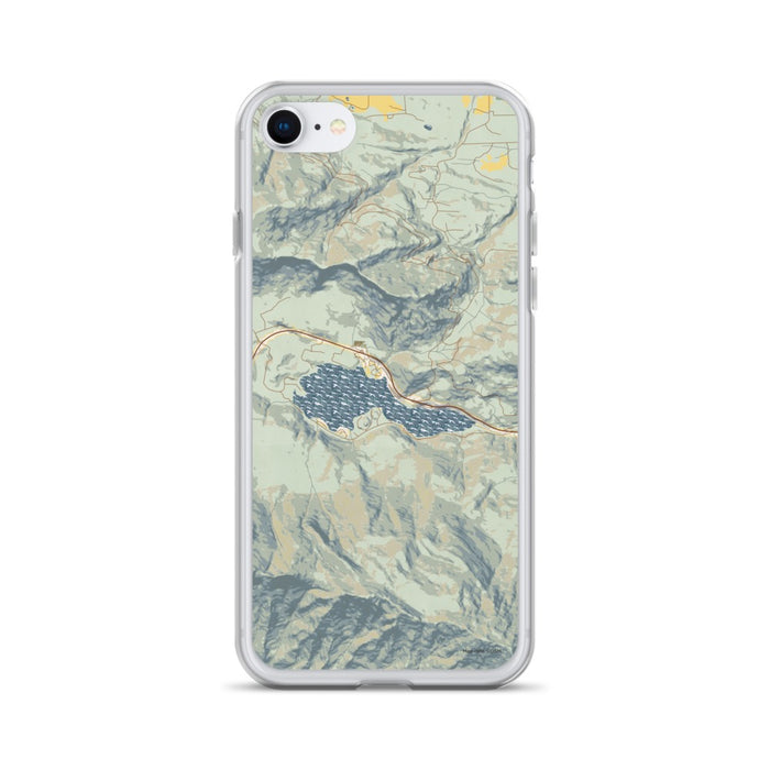 Custom iPhone SE Lake Sutherland Washington Map Phone Case in Woodblock