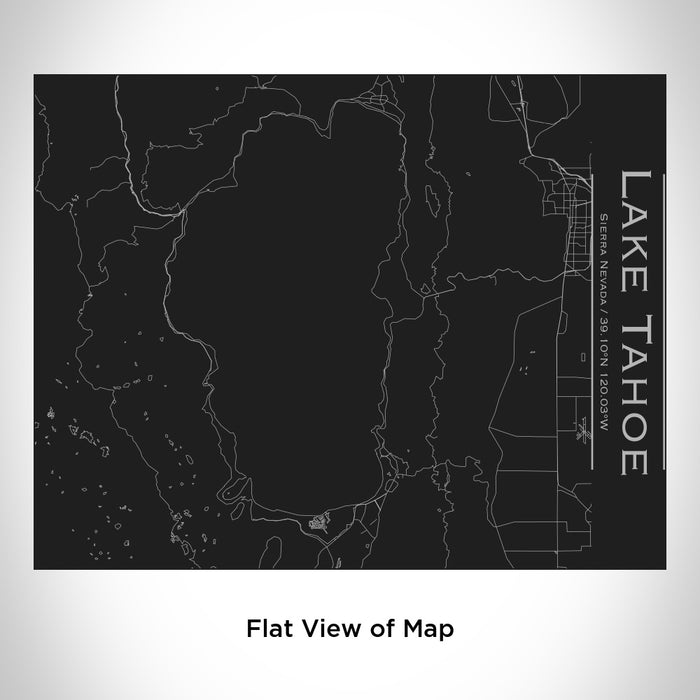 Rendered View of Lake Tahoe Sierra Nevada Map Engraving on 20oz Stainless Steel Insulated Bottle with Bamboo Top in Black