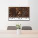 24x36 Lake Tenkiller Oklahoma Map Print Lanscape Orientation in Ember Style Behind 2 Chairs Table and Potted Plant