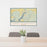 24x36 Lake Tenkiller Oklahoma Map Print Lanscape Orientation in Woodblock Style Behind 2 Chairs Table and Potted Plant