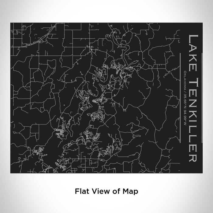 Rendered View of Lake Tenkiller Oklahoma Map Engraving on 20oz Stainless Steel Insulated Bottle with Bamboo Top in Black