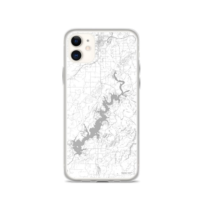 Custom iPhone 11 Lake Tenkiller Oklahoma Map Phone Case in Classic