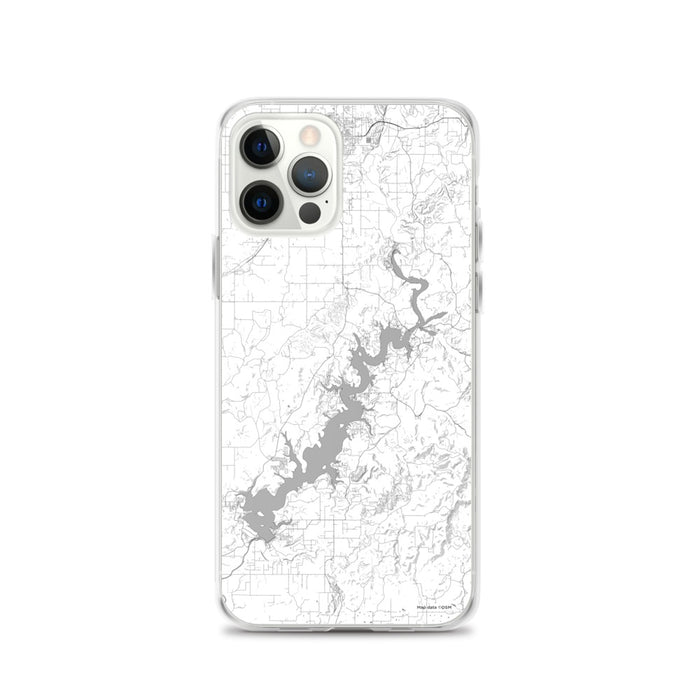 Custom iPhone 12 Pro Lake Tenkiller Oklahoma Map Phone Case in Classic