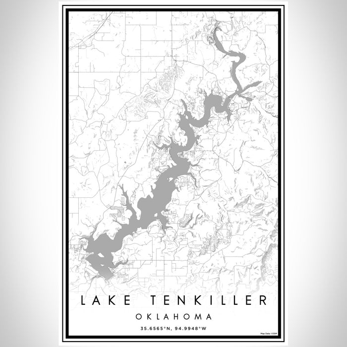 Lake Tenkiller Oklahoma Map Print Portrait Orientation in Classic Style With Shaded Background