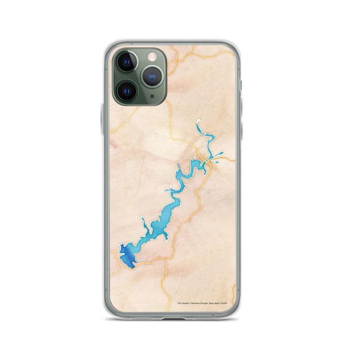 Custom iPhone 11 Pro Lake Tenkiller Oklahoma Map Phone Case in Watercolor
