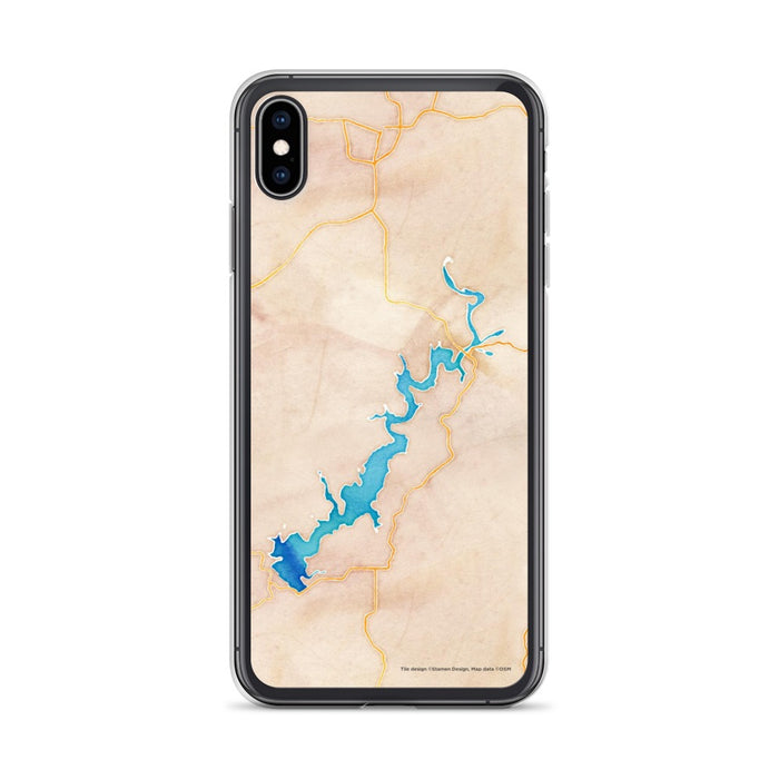 Custom iPhone XS Max Lake Tenkiller Oklahoma Map Phone Case in Watercolor
