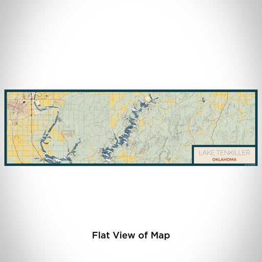 Flat View of Map Custom Lake Tenkiller Oklahoma Map Enamel Mug in Woodblock