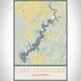 Lake Tenkiller Oklahoma Map Print Portrait Orientation in Woodblock Style With Shaded Background