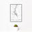 12x18 Lake Tillery North Carolina Map Print Portrait Orientation in Classic Style With Small Cactus Plant in White Planter