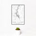 12x18 Lake Tillery North Carolina Map Print Portrait Orientation in Classic Style With Small Cactus Plant in White Planter