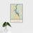 16x24 Lake Tillery North Carolina Map Print Portrait Orientation in Woodblock Style With Tropical Plant Leaves in Water