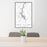 24x36 Lake Tillery North Carolina Map Print Portrait Orientation in Classic Style Behind 2 Chairs Table and Potted Plant
