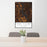 24x36 Lake Tillery North Carolina Map Print Portrait Orientation in Ember Style Behind 2 Chairs Table and Potted Plant