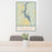24x36 Lake Tillery North Carolina Map Print Portrait Orientation in Woodblock Style Behind 2 Chairs Table and Potted Plant