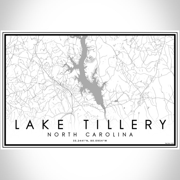 Lake Tillery North Carolina Map Print Landscape Orientation in Classic Style With Shaded Background