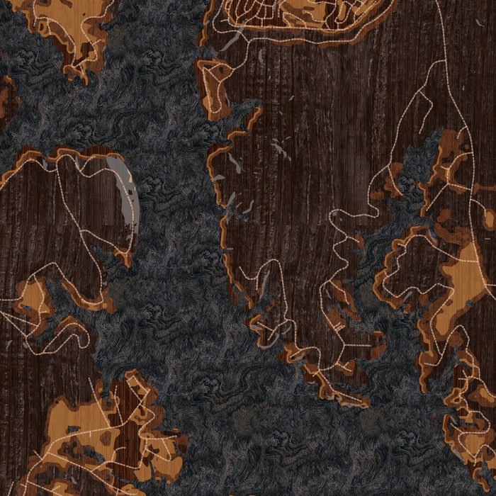 Lake Tillery North Carolina Map Print in Ember Style Zoomed In Close Up Showing Details