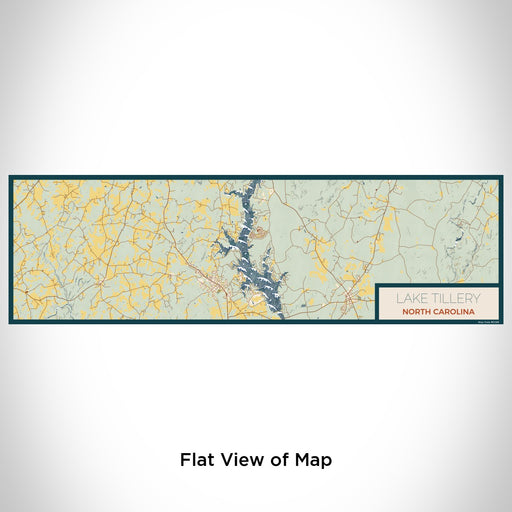 Flat View of Map Custom Lake Tillery North Carolina Map Enamel Mug in Woodblock