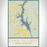 Lake Tillery North Carolina Map Print Portrait Orientation in Woodblock Style With Shaded Background