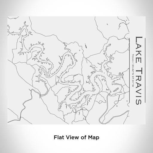 Rendered View of Lake Travis Texas Map Engraving on 20oz Stainless Steel Insulated Bottle with Bamboo Top in White