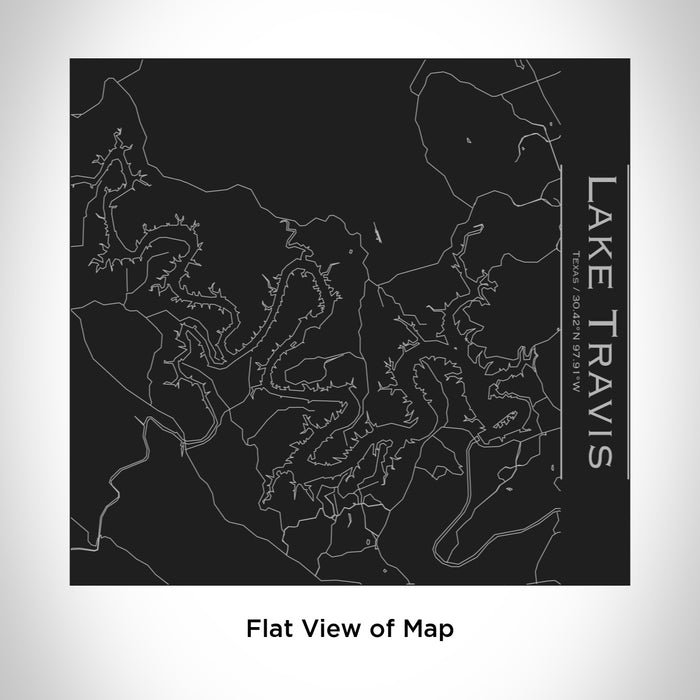 Rendered View of Lake Travis Texas Map Engraving on 17oz Stainless Steel Insulated Tumbler in Black
