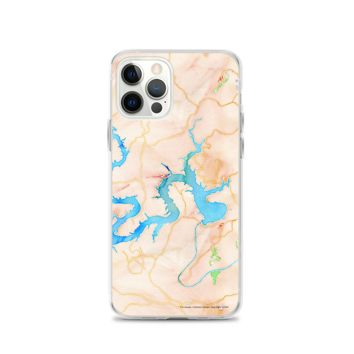 Custom Lake Travis Texas Map iPhone 12 Pro Phone Case in Watercolor