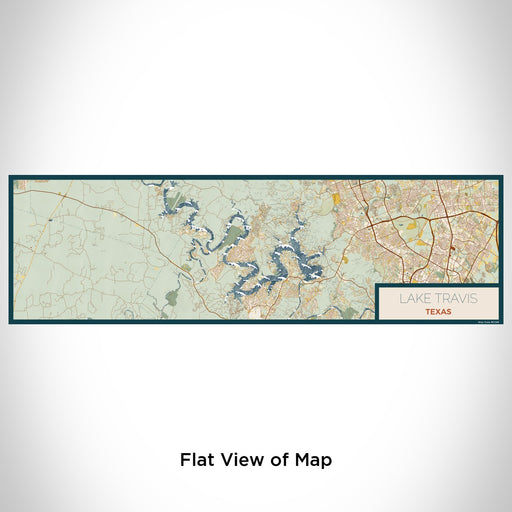 Flat View of Map Custom Lake Travis Texas Map Enamel Mug in Woodblock