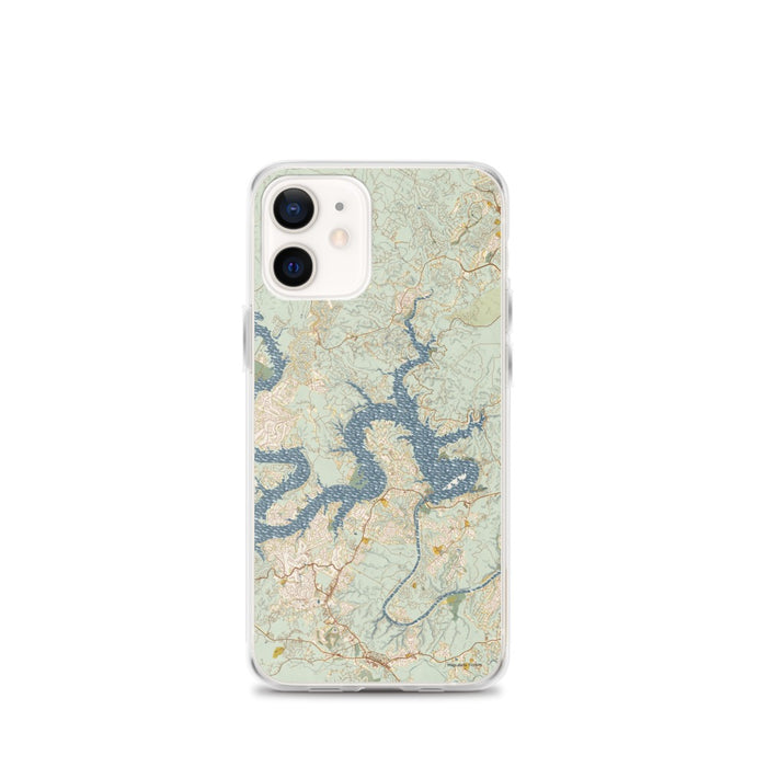 Custom Lake Travis Texas Map iPhone 12 mini Phone Case in Woodblock