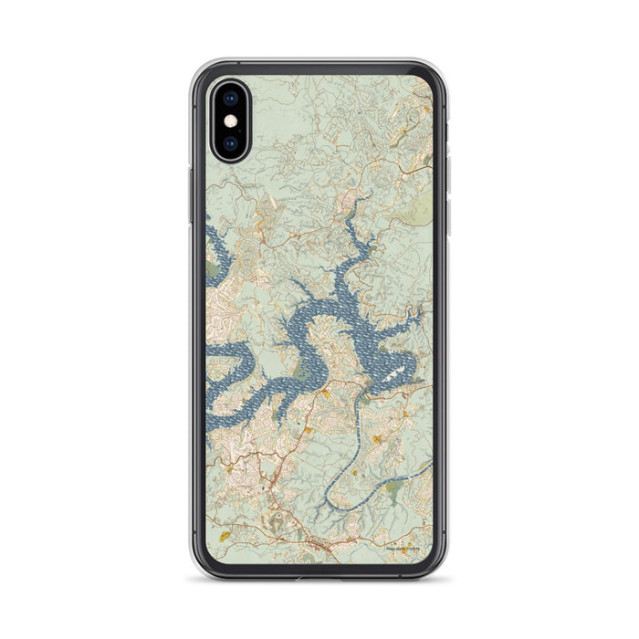Custom Lake Travis Texas Map Phone Case in Woodblock
