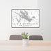 24x36 Lake Winnipesaukee New Hampshire Map Print Lanscape Orientation in Classic Style Behind 2 Chairs Table and Potted Plant