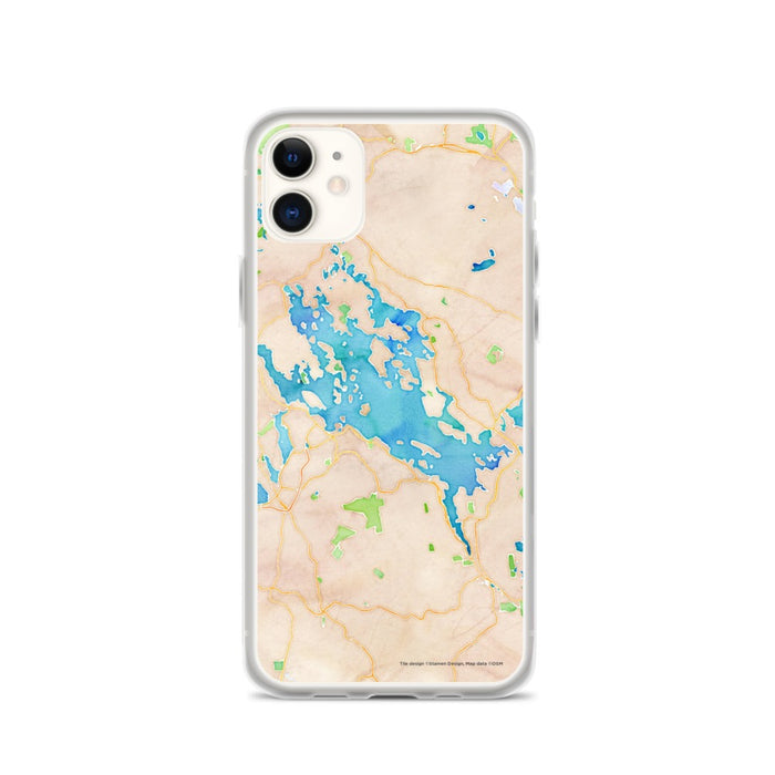 Custom iPhone 11 Lake Winnipesaukee New Hampshire Map Phone Case in Watercolor