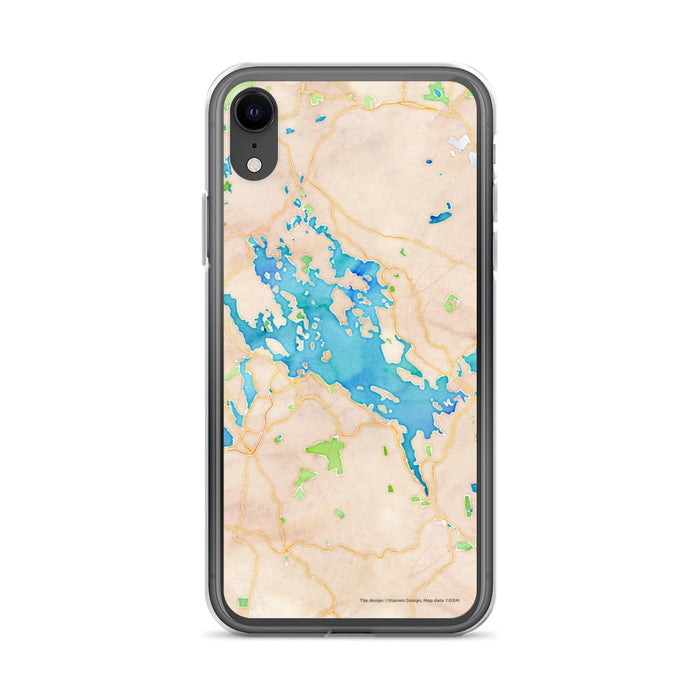 Custom iPhone XR Lake Winnipesaukee New Hampshire Map Phone Case in Watercolor