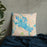 Custom Lake Winnipesaukee New Hampshire Map Throw Pillow in Watercolor on Bedding Against Wall