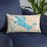 Custom Lake Winnipesaukee New Hampshire Map Throw Pillow in Watercolor on Blue Colored Chair