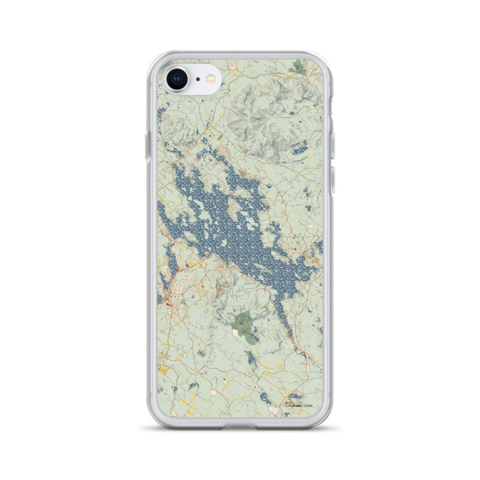 Custom iPhone SE Lake Winnipesaukee New Hampshire Map Phone Case in Woodblock