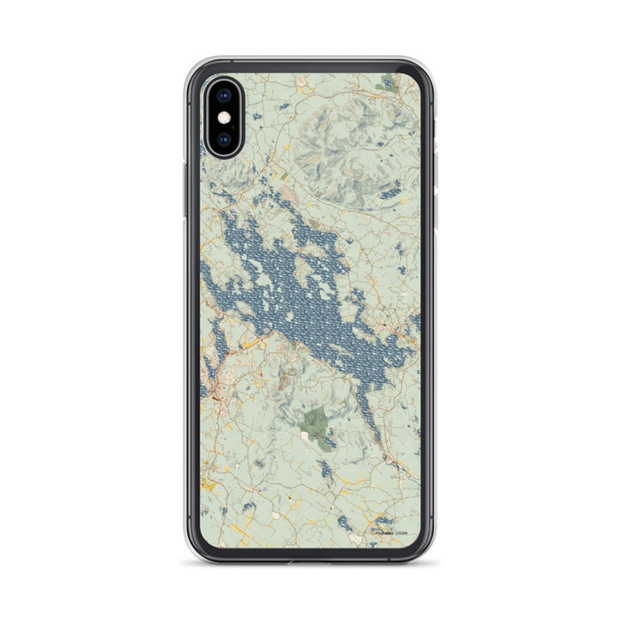 Custom iPhone XS Max Lake Winnipesaukee New Hampshire Map Phone Case in Woodblock