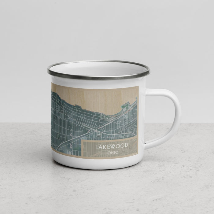 Right View Custom Lakewood Ohio Map Enamel Mug in Afternoon