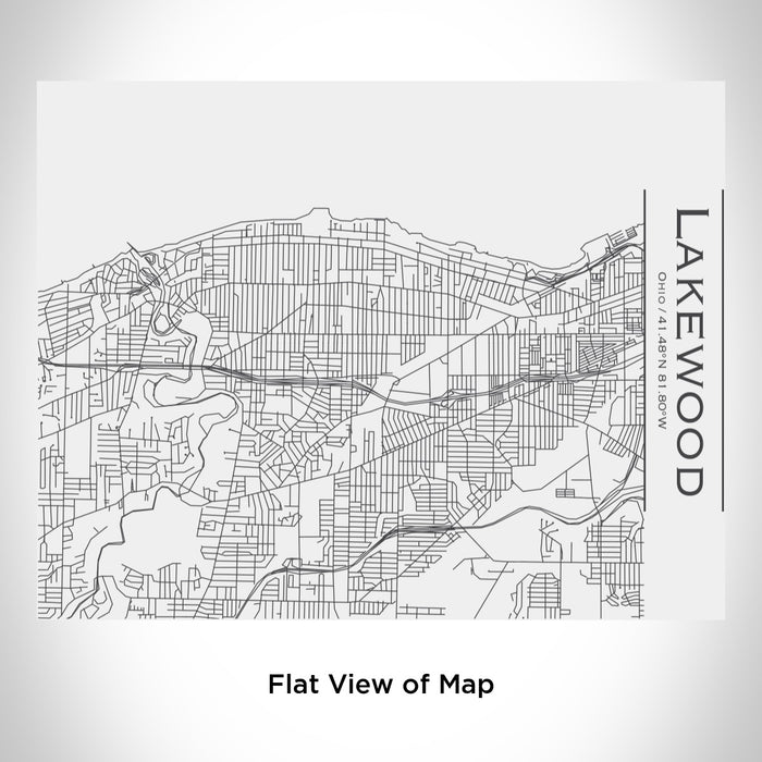 Rendered View of Lakewood Ohio Map Engraving on 20oz Stainless Steel Insulated Bottle with Bamboo Top in White